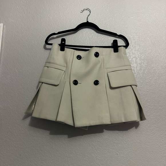 Sacai Cream Double-Breasted Mini Skirt